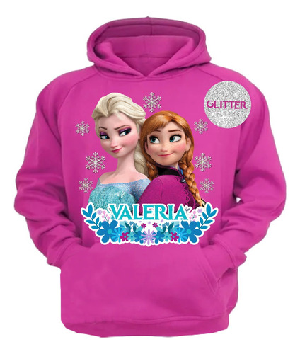 Polerón Frozen Elsa Ana Niñas Personalizado Detalles Glitter 100% Algodón