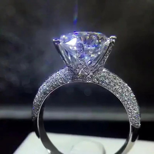 Jz Anillo De Compromiso Con Solitario De Circonita Chapado