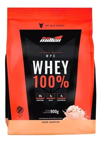 100% Whey Protein Wpc 900g - New Millen - Sabor Baunilha