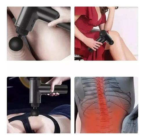 Set Electro Estimulador Masajeador 4 Pads + Pistola D Masaje