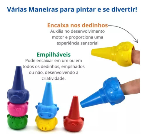 Giz De Cera Encaixa No Dedo Colorjoy 10 Cores Leo&leo