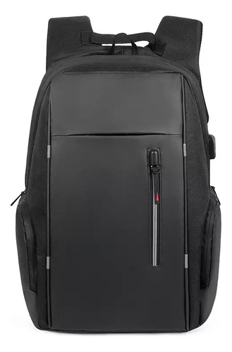Mochila Antirrobo De Gran Capacidad Con Usb Para Laptop Negro Con Azul Liso