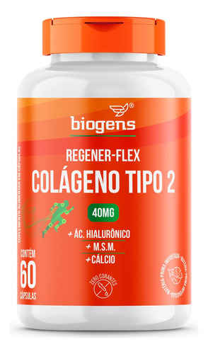 Regener Flex, Colágeno Tipo 2 40mg, Cálcio, 60 Cáps, Biogens