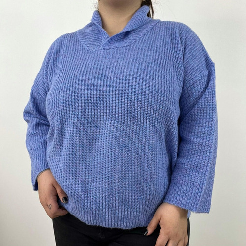 Sweater De Lana Cuello Cruzado - Smoking - Dama