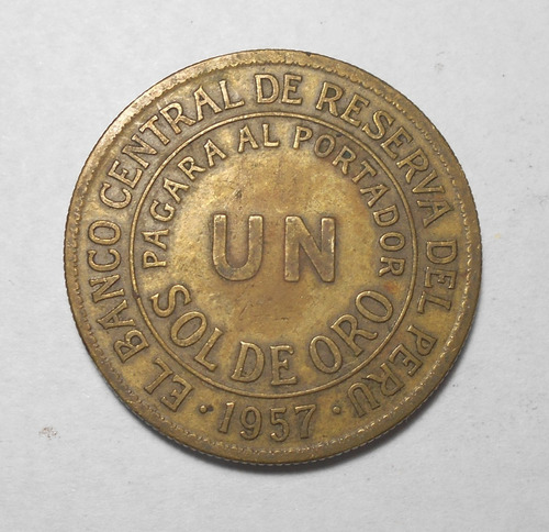 Perú Un Sol De Oro 1957 - Km#222 - Grande 33 Mm