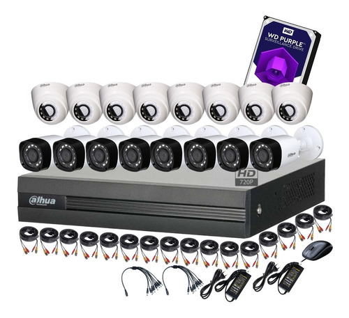 Cctv Kit Profesional Dahua Dvr 16ch + 16 Cam 720p+ 1hdd 4tb