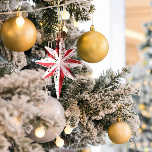 2 Enfeites De Árvore De Natal, Estrela De 8 Pontas 6pcs