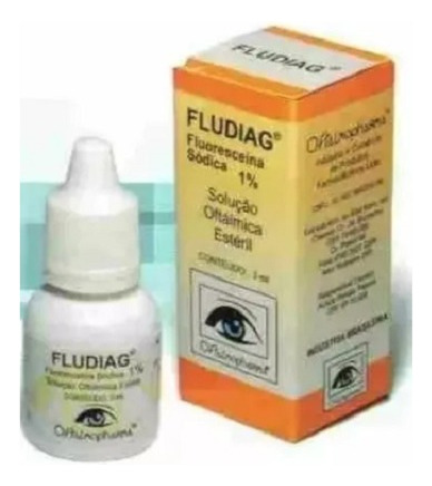 Kit 05 Colirios Fludiag Fluoresceina Sodica 1% 3 Ml Solução