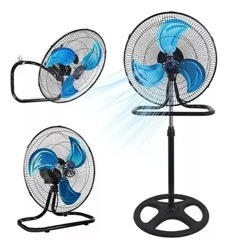 18 Ventilador De Pie 3 En 1 Aspa De Hierro 1.143 M 50 Negro Azul Metal 3
