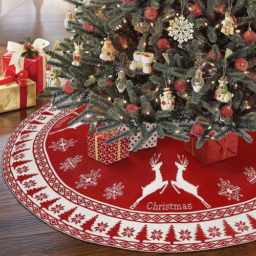 Faldón Para Árbol De Navidad Ourwarm, Tejido Navideño Rojo D