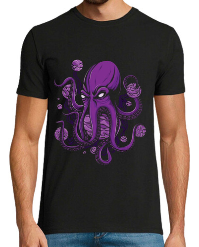 Playera Hombre Diseño Pulpo Manga Corta Algodón Casual