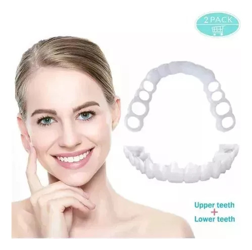 2 Peças De Facetas Dentárias Falsas Upper Lower Smile