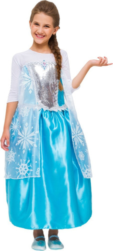 Fantasia Infantil Frozen Elsa Luxo Com Capa E Brilho! Disney