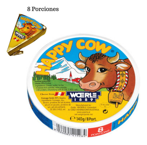 Caja Queso Fundido Happy Cow 140g Con 8 Triángulos