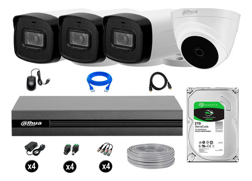 Cámaras Seguridad Kit 4 1080p + Disco 2tb 40m Largo Alcance