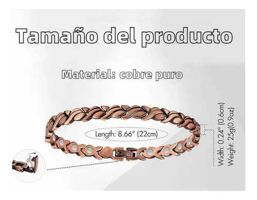 L Pulsera Mujer Cobre Puro Con Imanes Alivio Dolor Artritis