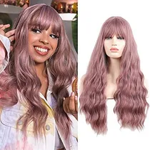 Comprar Wavy Wig Pink Wig For Women Wigs With Bangs Short P2vnp