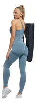 Comprar Conjunto Deportivo Lycra Push Up + Crop Top Azul Ref. 5055