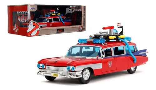 1/24 Ecto 1 Ghostbusters Transformers Jada Ghobusters Cor vermelha