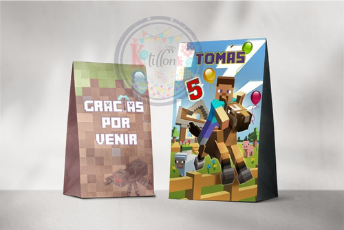 Kit De Minecraf Cumpleaños, Fiesta Infantil- Kotillonk