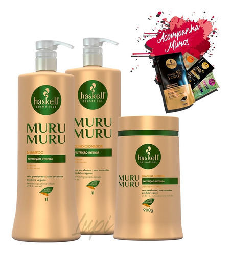 Kit Haskell Murumuru Shampoo Condicionador Máscara 1l/1kg