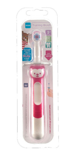 Escova Dental Training Brush Rosa Mam 5m+ C/ Trava Proteção