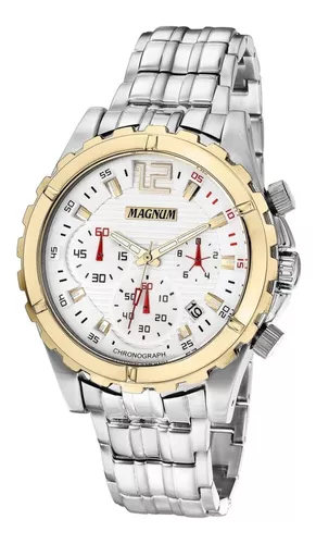 Relogio Masculino Prata Cronógrafo Original Magnum Ma32354b