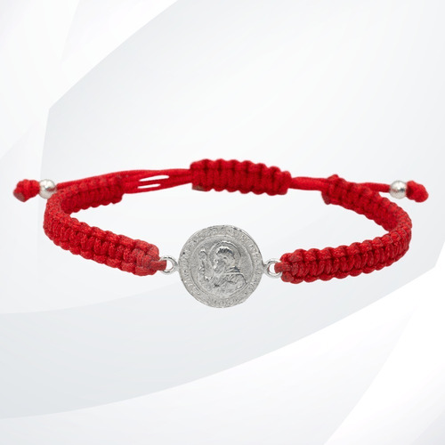 Imagen 1 de 5 de Pulsera Roja De Protección Niños San Benito Plata 925 | M8