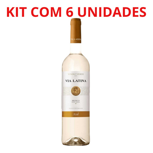 Vinho Portugues Via Latina Verde Azal 750ml Branco Kit Com 6