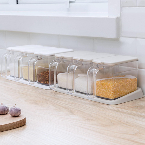 Caja Transparente Para Condimentos, Especias Con Tapa Y