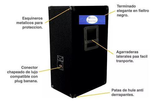 Bocina 15 Pasivo Mega Power 014-022 3vias 1500w Monitor Colo Negro