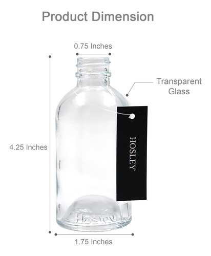Juego De 4 Botellas De Vidrio Redondas Para Aceites Esencial Transparente