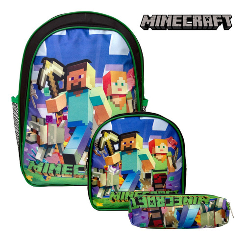 Kit Mochila Infantil Costas Menino Game Minecraft Toys 2u