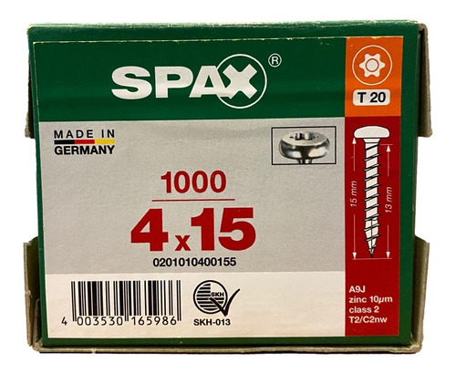 Tornillos Spax Para Fijar Herrajes 4 X 15 Caja 1000 Piezas