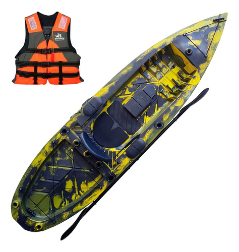 Kayak Caiaker Robalo 1 Plaza Resistente Estable Aventureros Color Camo Verde