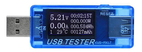 Lcd Usb Detector Voltímetro Amperímetro 8 En 1 Azul