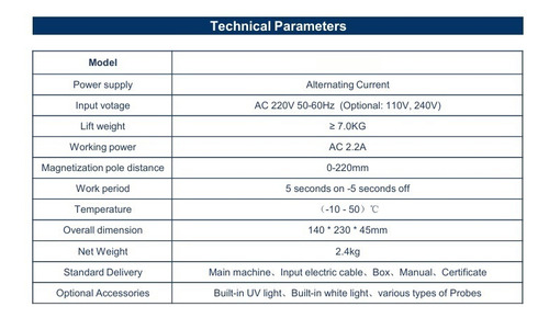 110v Detector De Partículas Magnético, Detección De Yugo