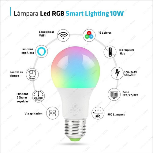 Lampara Smart Led Wifi Luz Inteligente Bulbo 10w Pack 4 Rgb