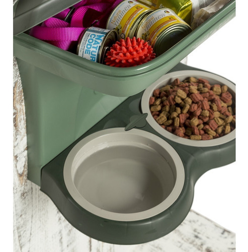 Comedero Food Stand Verde Ch Perro p/pared 48x27x42 Sunny