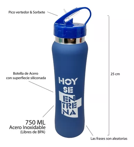 Botella Agua Deportiva Acero Inoxidable Siliconada 750ml