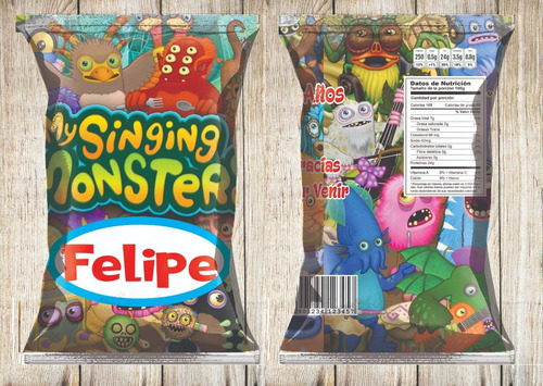 Bolsitas Golosineras Chip Bag Personal X 10 Singing Monster