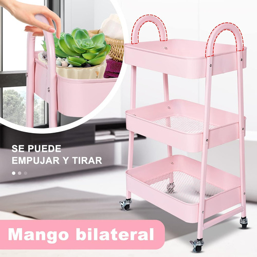 Carrito De Almacenamiento Metálico 3 Niveles Con Ruedas
