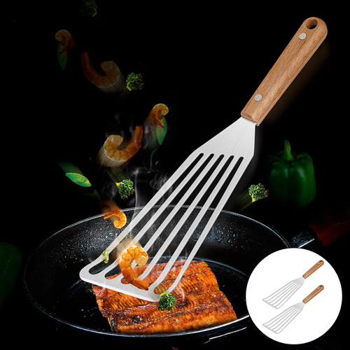 Espátula De Peixe Com Fenda Espátula De L Wood Handle