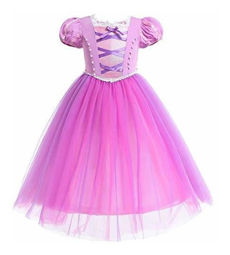 Disfraces - Myrisam Girls Rapunzel Dress Puff Sleeve Princes