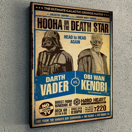 Cuadro De Pelicula Star Wars Vader Vs Kenoby 30x40x4cm