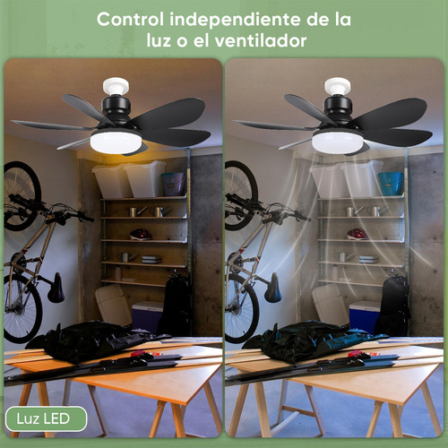 Lampara Ventilador De Techo Led 52cm Con 6 Aspas Y Control Remoto, Incluye Expansor Y Base De Abanico