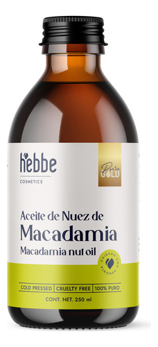 Aceite De Nuez De Macadamia Tratamiento capilar Reparador natural 100% puro prensado en frio Hebbe Cosmetics & Ludika 250ml