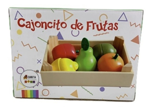 Imagen 2 de 4 de Corta Frutas Madera Con Cajoncito Iman Didactico Infantil