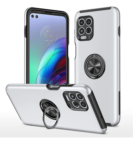 C Funda De Teléfono Para Moto G100 Silver 360° Rotación M