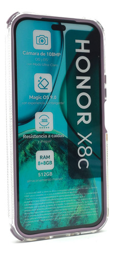 Funda + Mica Hidrogel Para Honor X8c Case Protector Rudo Shell Fosfo - Morado Honor X8c